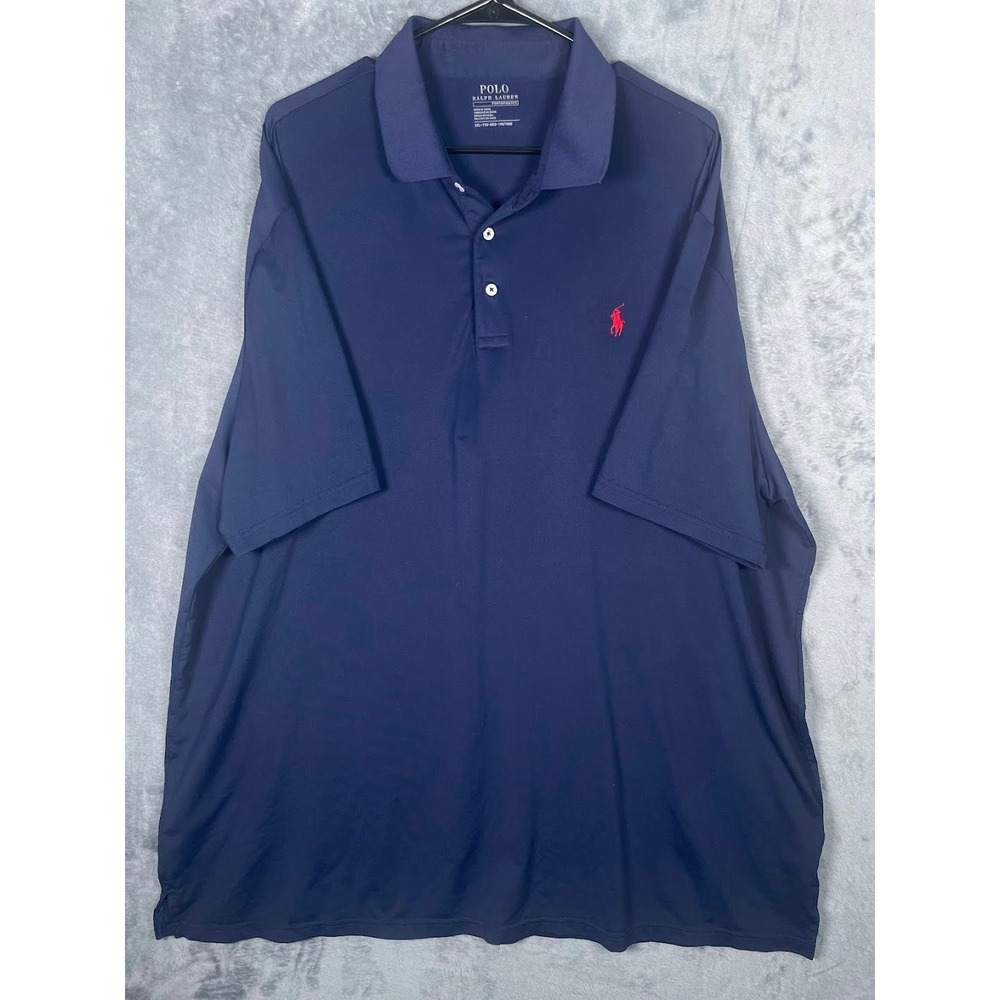 Polo Ralph Lauren Performance Mens XXL Navy Blue Red Pony Polo Shirt